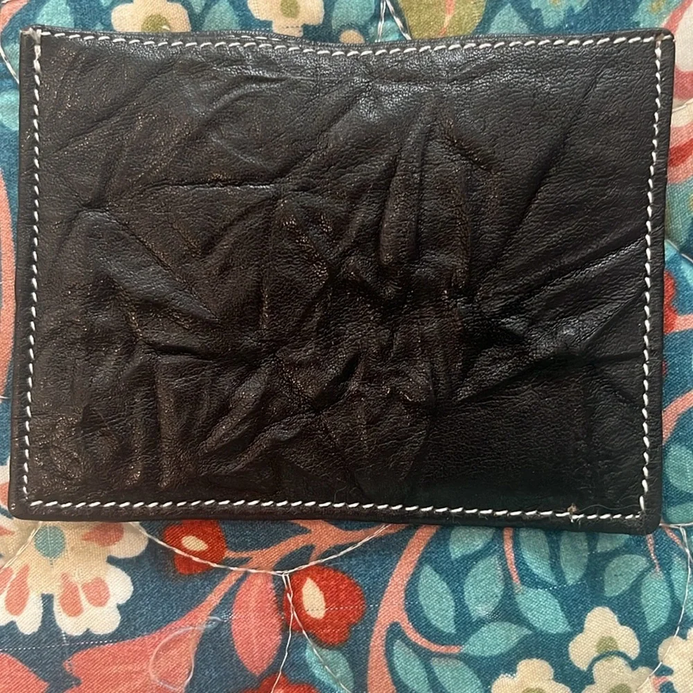 Vintage Christian Dior black leather card holder